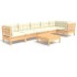 Muebles de jardín 7 piezas cojines madera de pino color