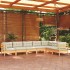 Muebles de jardín 7 pzas y cojines madera maciza de pino