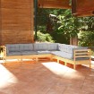 Juego de muebles de jardín 7 pzas y cojines madera maciza pino