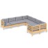 Juego de muebles de jardín 8 pzas y cojines madera maciza