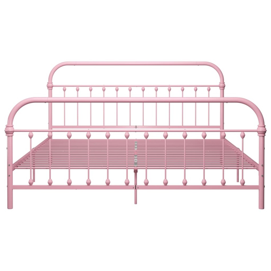 Estructura de cama de metal rosa 180x200