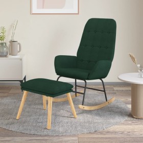 Sillón mecedora con taburete tela verde