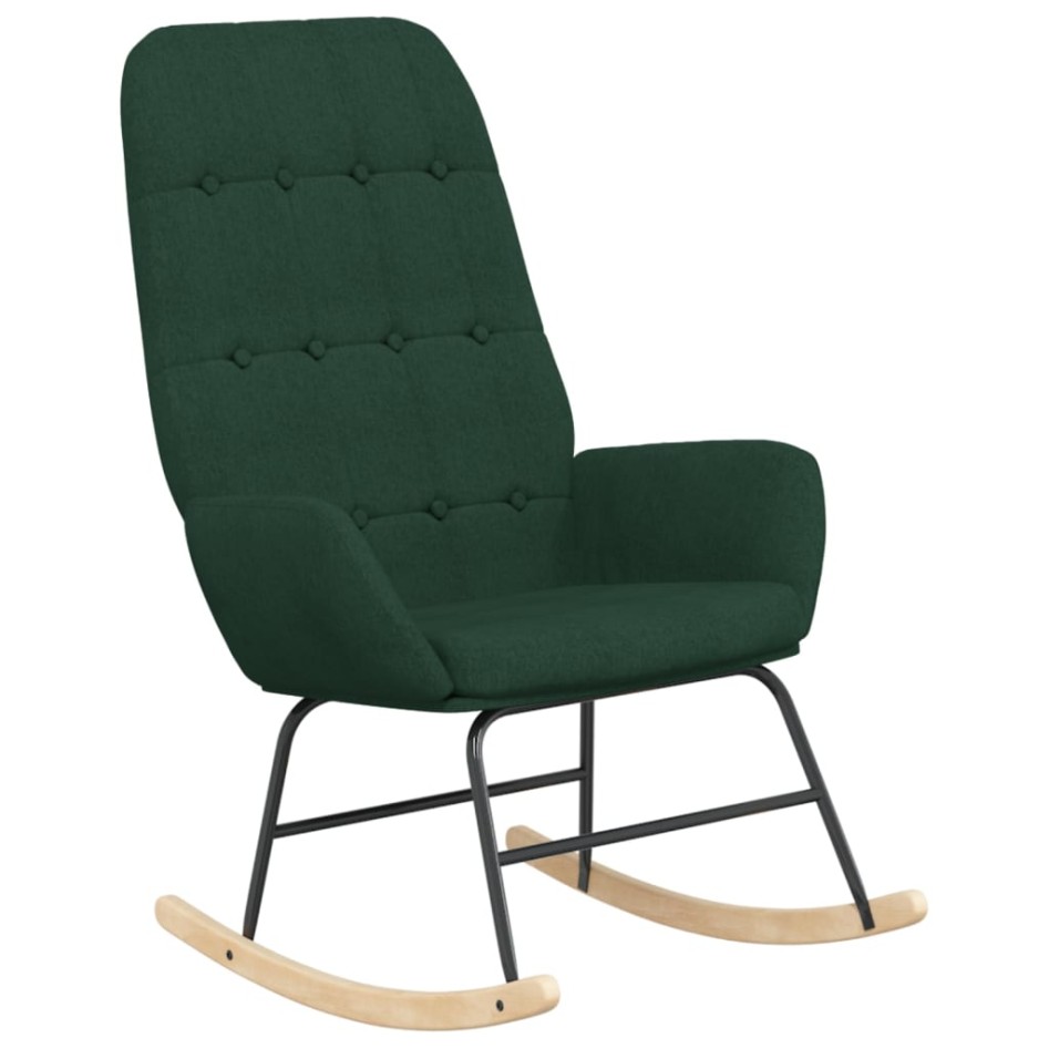 Sillón mecedora con taburete tela verde