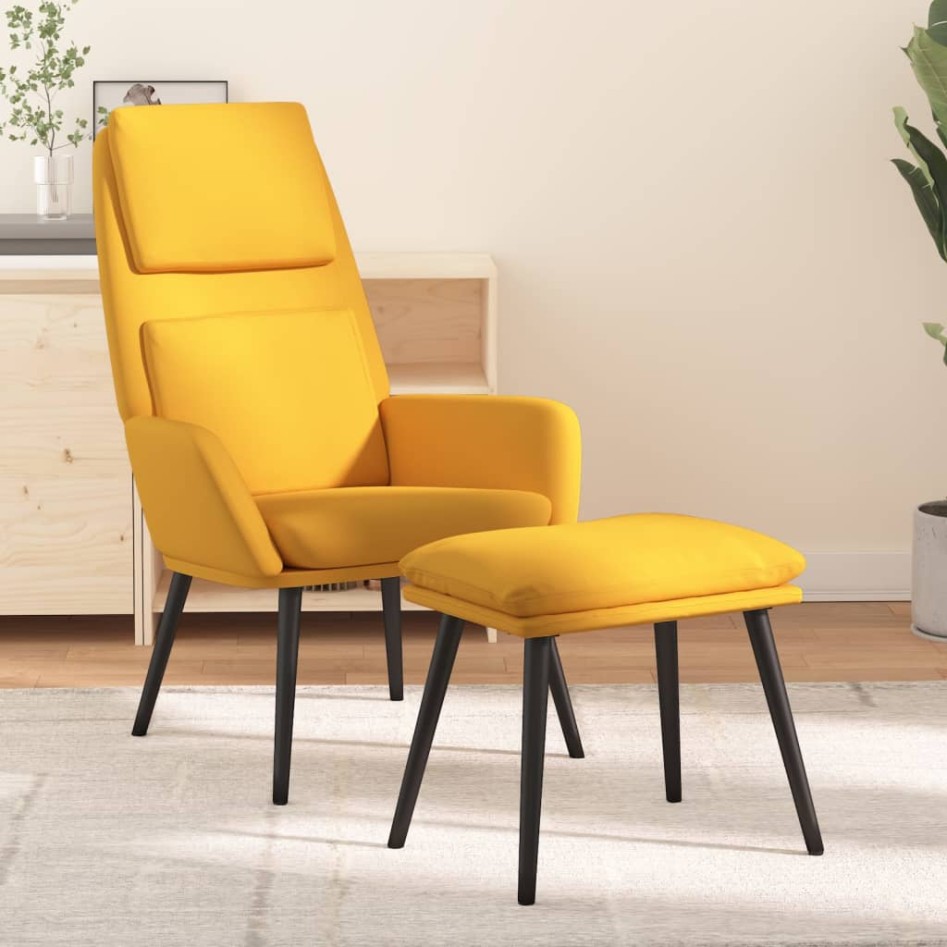 Sillón de relax con reposapiés tela amarillo