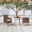 Juego de comedor para jardín 3 piezas ratán sintético marrón