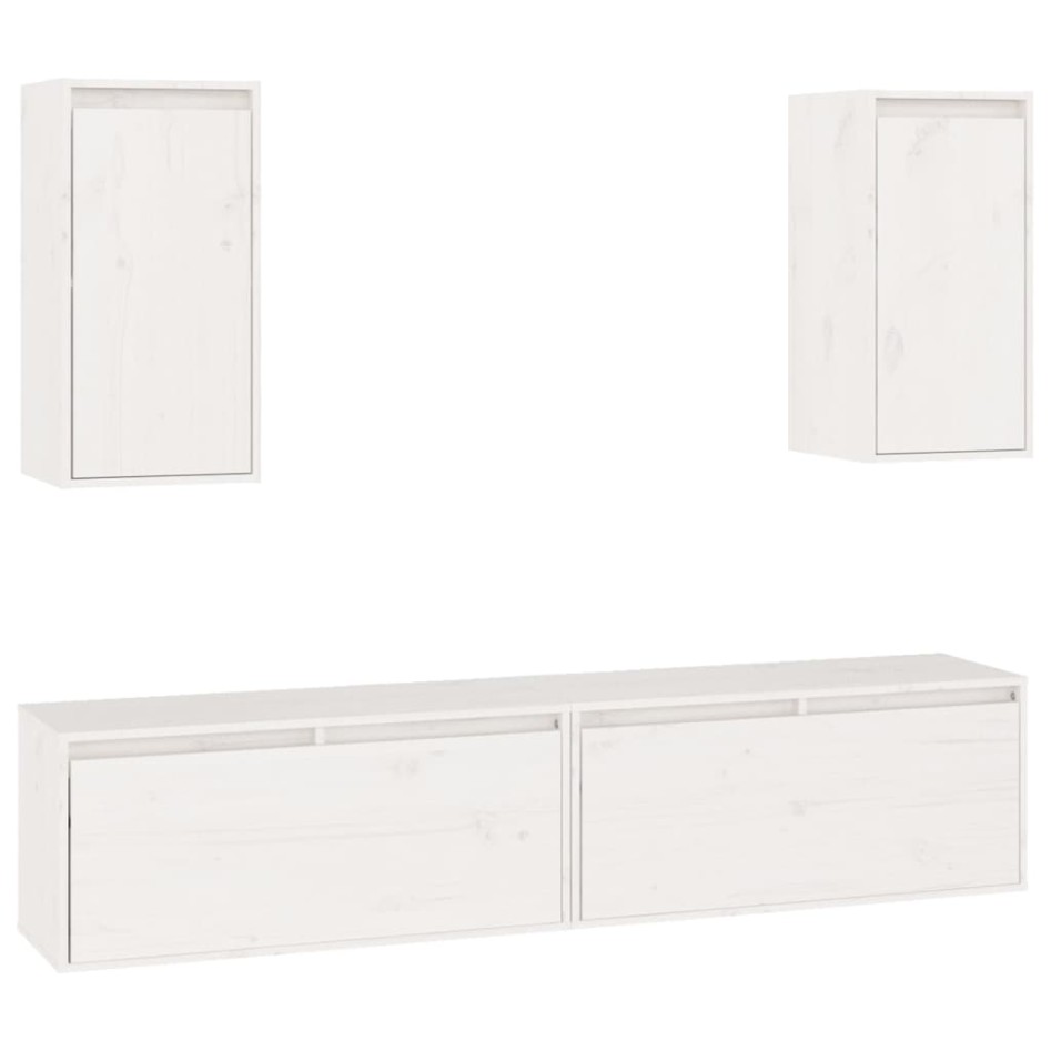 Muebles para TV 4 piezas madera maciza de pino
