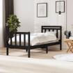 Estructura de cama individual de madera maciza negro 90x190 cm