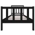 Estructura de cama individual de madera maciza negro 90x190