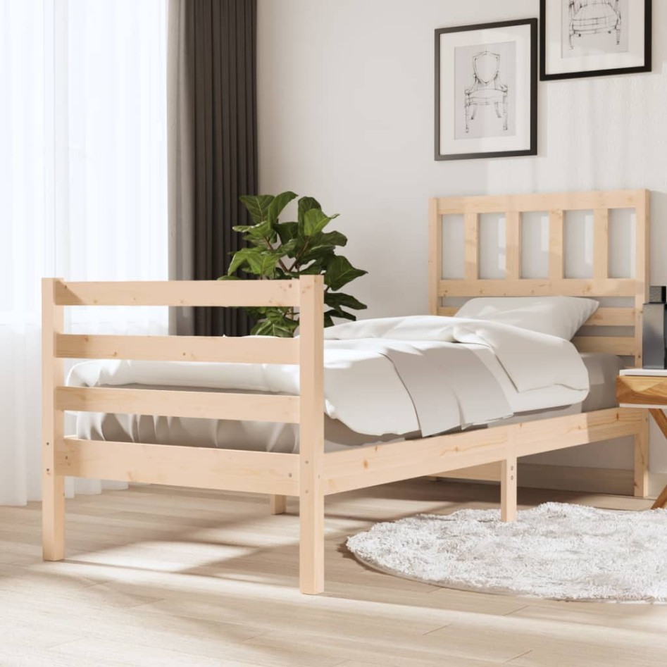 Estructura de cama sin colchón madera maciza 90x200