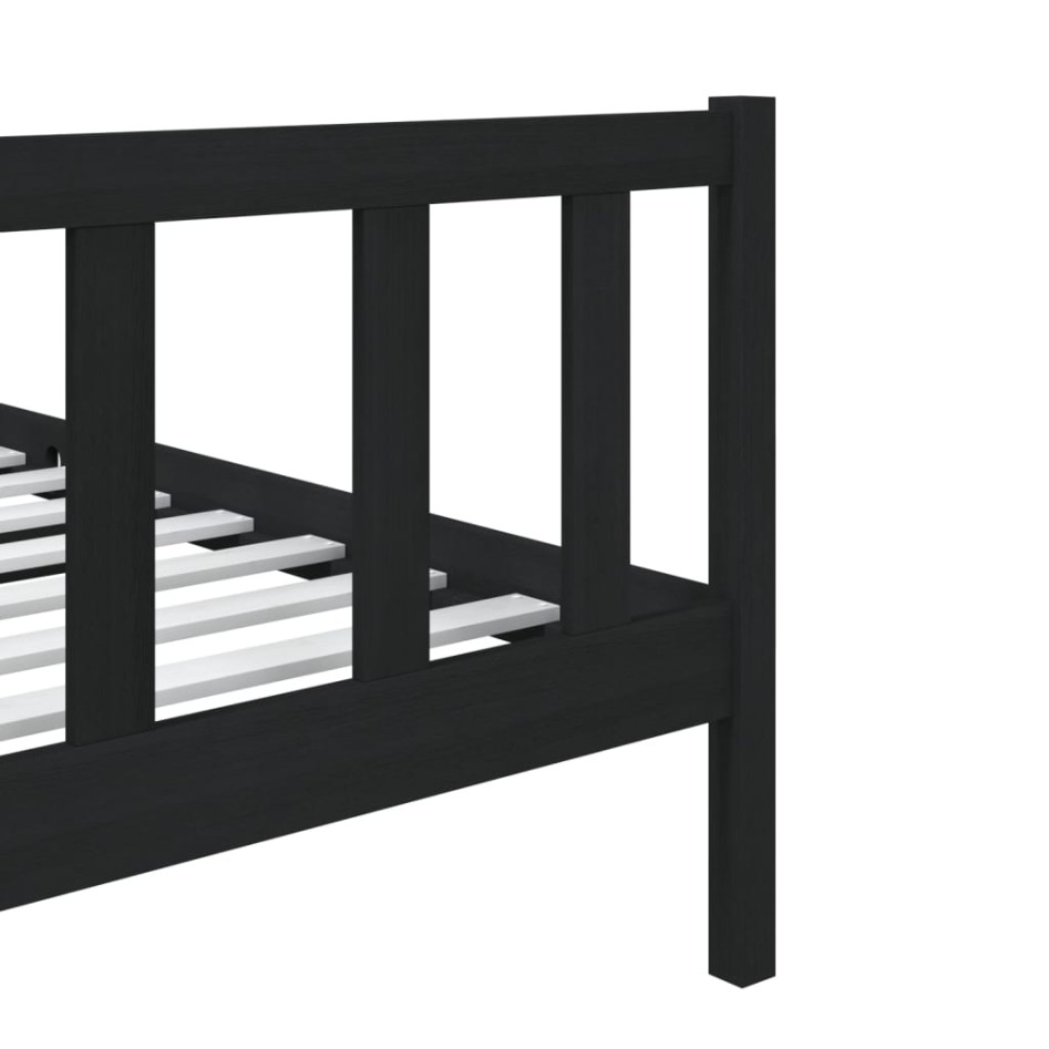 Estructura cama madera maciza individual negro 75x190
