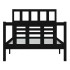 Estructura de cama individual de madera maciza negro 90x190
