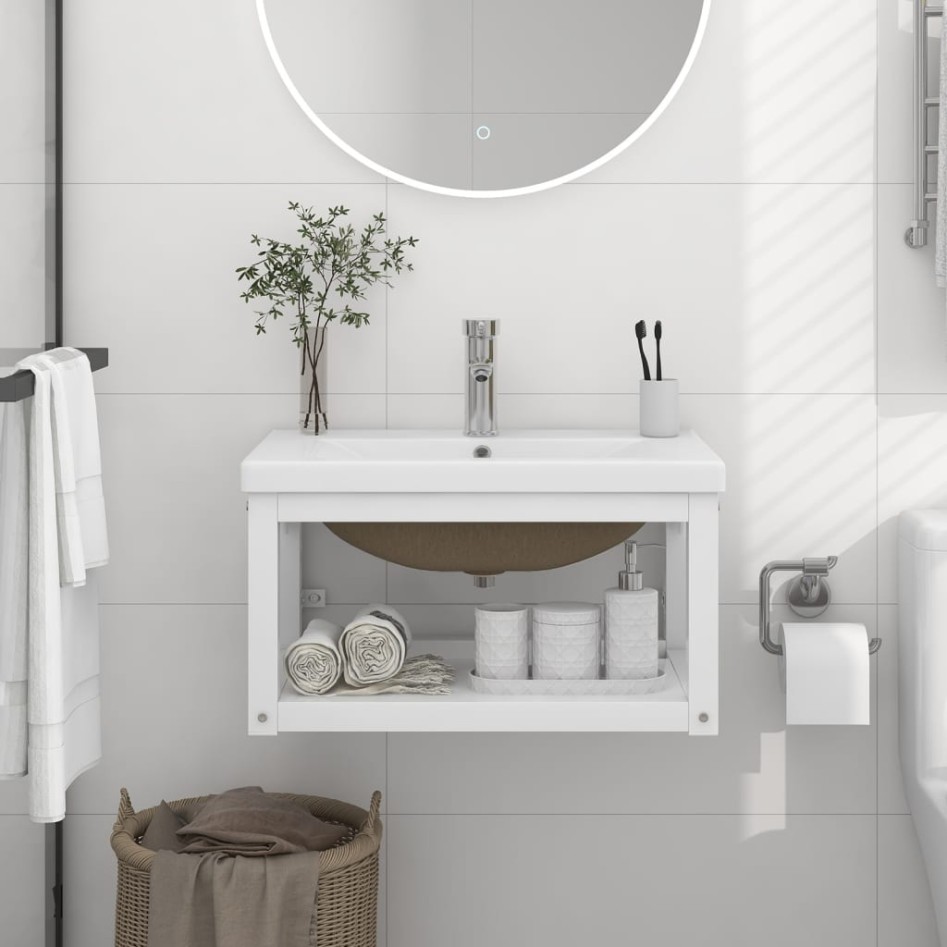 Estructura de baño con lavabo incorporado hierro