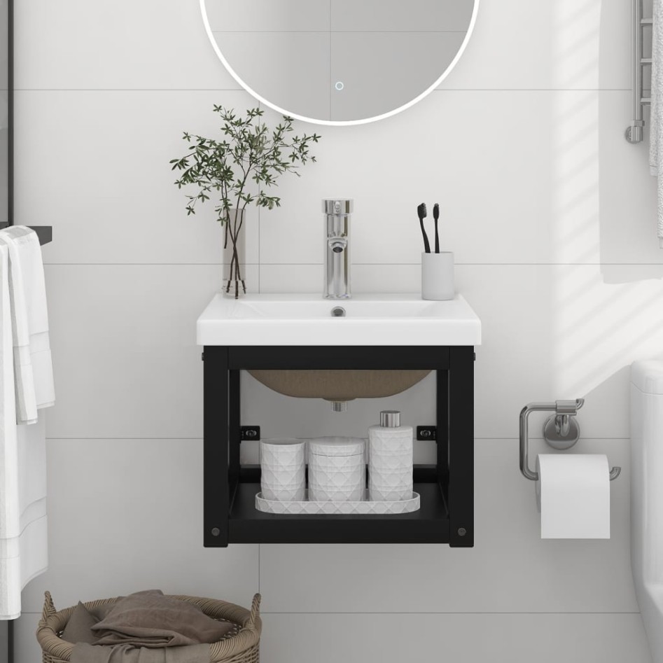Estructura de baño con lavabo incorporado hierro