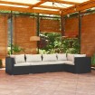 Set de muebles de jardín 5 pzas y cojines ratán sintético negro