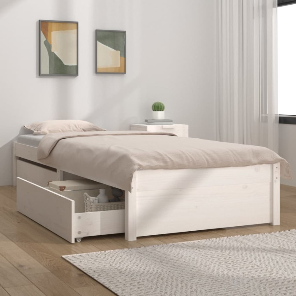 Estructura de cama con cajones blanco 100x200