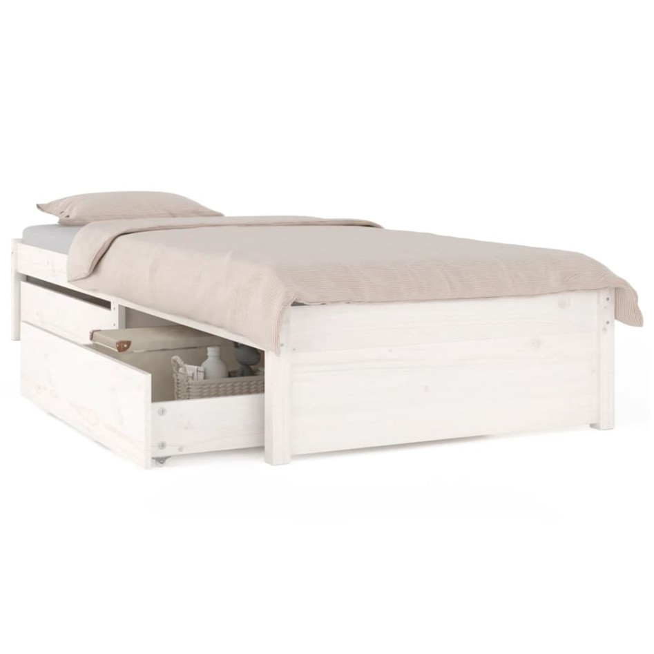 Estructura de cama con cajones blanco 100x200