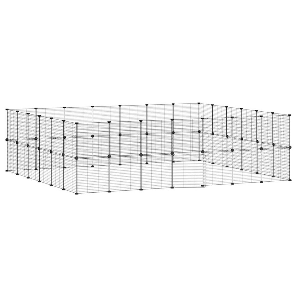 Jaula para mascotas de 52 paneles puerta acero negro 35x35