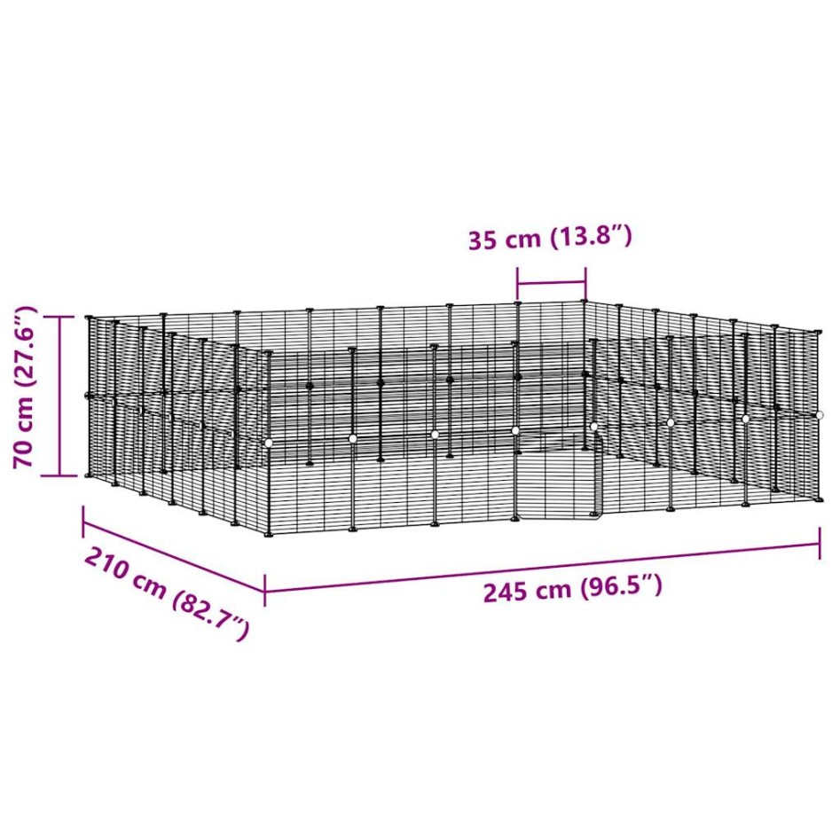 Jaula para mascotas de 52 paneles puerta acero negro 35x35