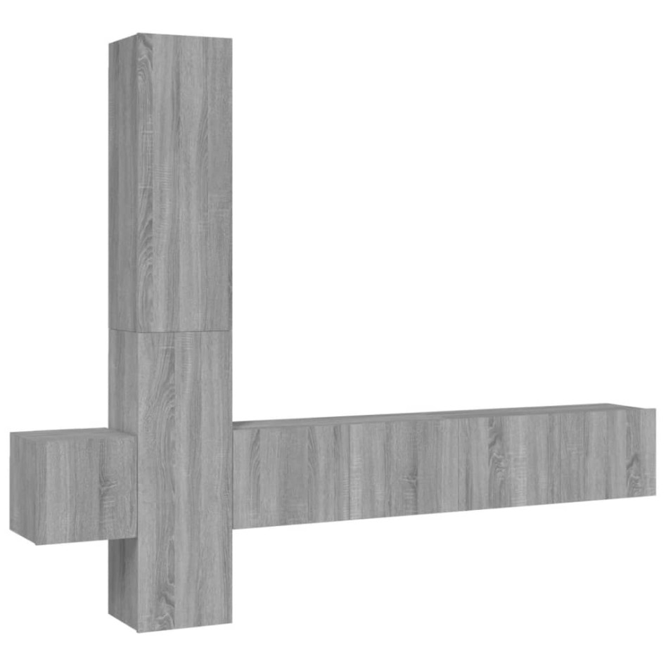 Set de muebles para TV 5 pzas madera contrachapada gris