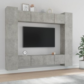Set de muebles de TV 8 pzas madera contrachapada gris