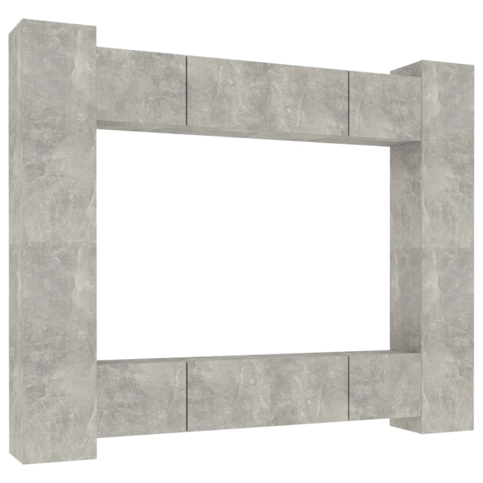 Set de muebles de TV 8 pzas madera contrachapada gris