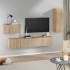 Set de muebles para TV 4 pzas madera contrachapada roble