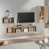 Set de muebles para TV 4 pzas madera contrachapada roble