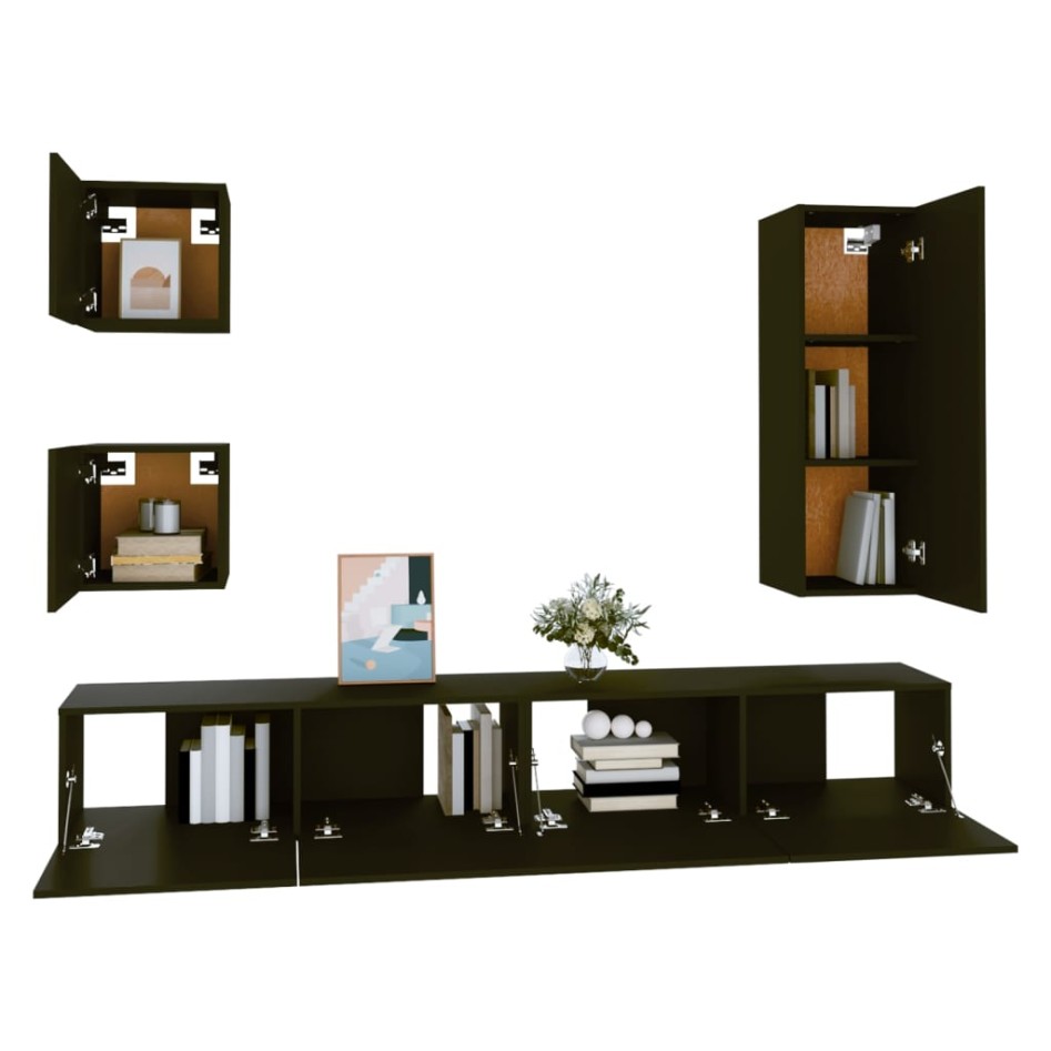 Set de muebles para TV 5 piezas madera contrachapada