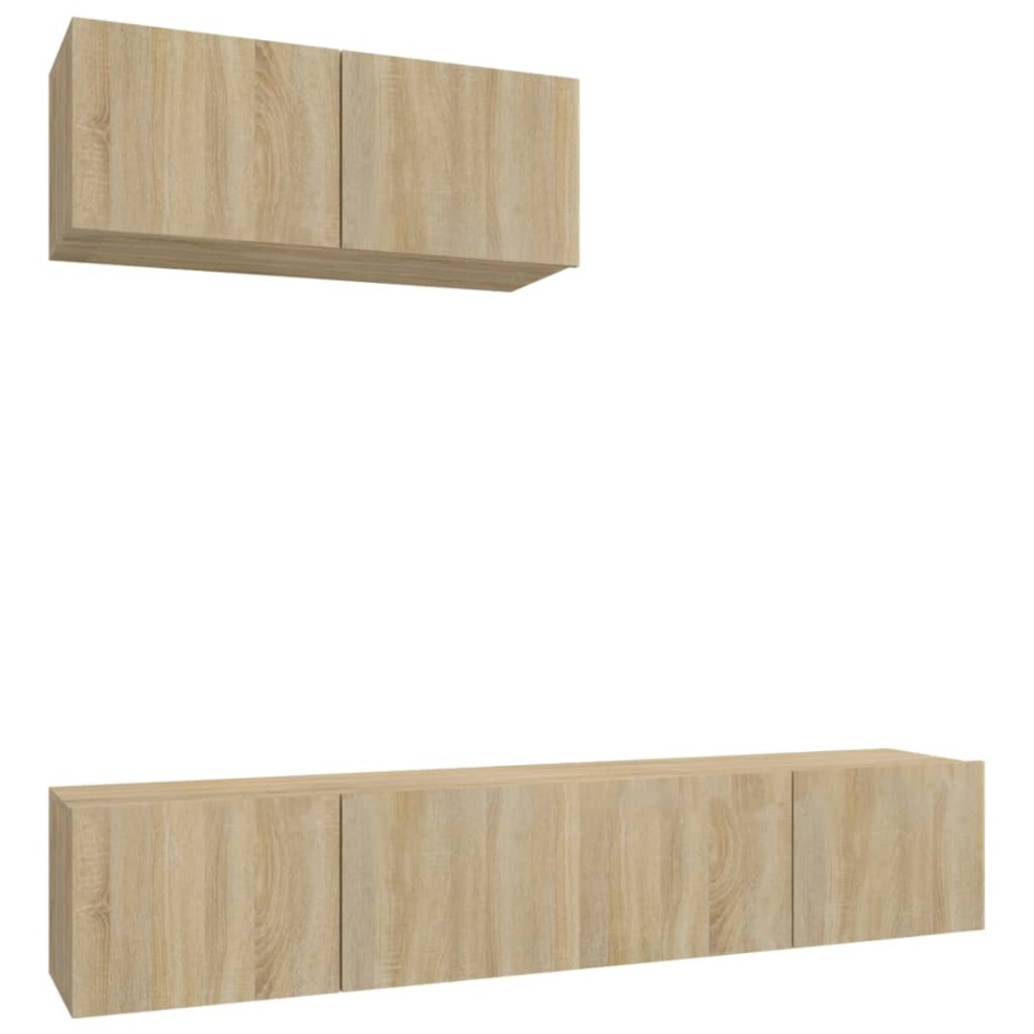 Set de muebles para TV 3 pzas madera contrachapada roble