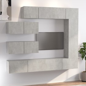 Set de muebles de TV 7 pzas madera contrachapada gris