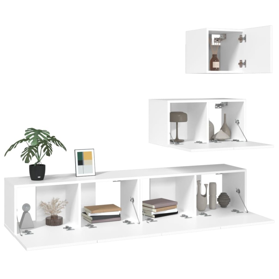 Set de muebles para TV 4 piezas madera contrachapada