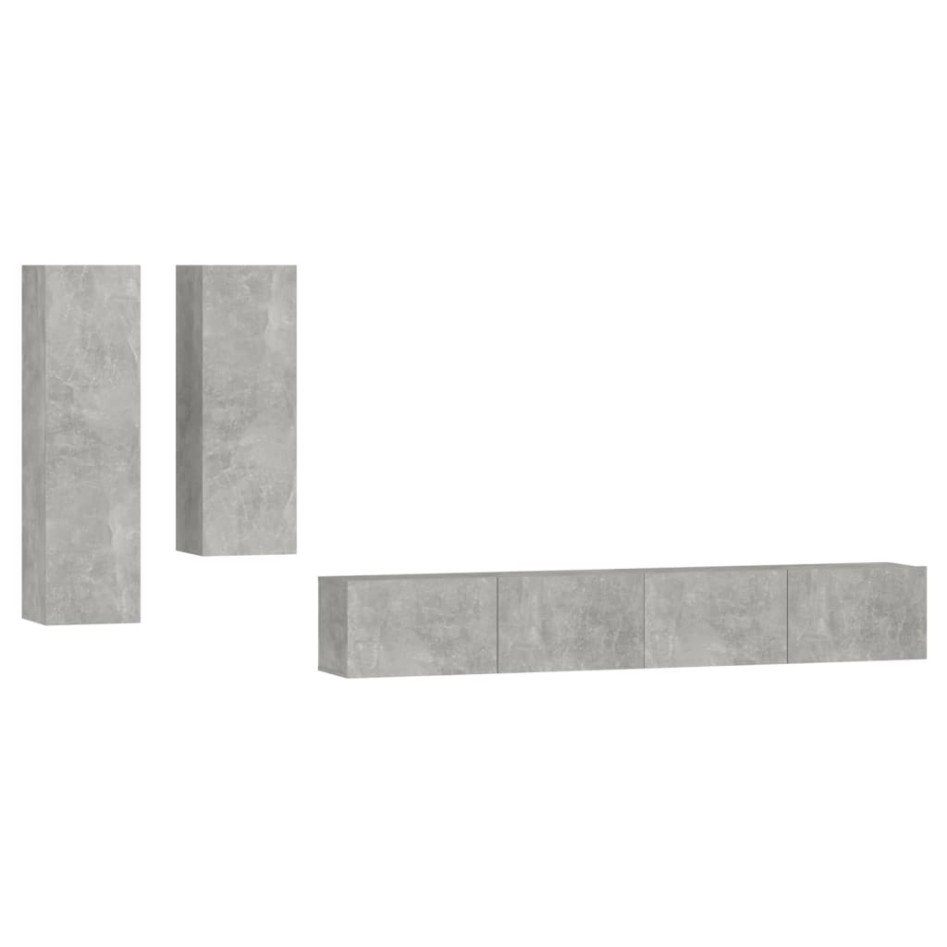 Set de muebles de TV 4 pzas madera contrachapada gris