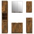 Set muebles de baño 5 piezas madera contrachapada roble
