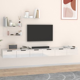 Armarios de pared 2 uds madera contrachapada blanco