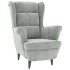 Sillón orejero y taburete de terciopelo gris