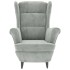 Sillón orejero y taburete de terciopelo gris