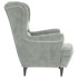 Sillón orejero y taburete de terciopelo gris