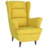 Sillón orejero con taburete terciopelo amarillo