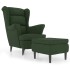 Sillón orejero y taburete de terciopelo verde