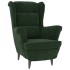 Sillón orejero y taburete de terciopelo verde