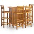 Juego muebles de bar para jardín 5 pzas madera maciza de