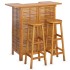 Juego muebles de bar para jardín 3 pzas madera maciza de