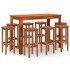 Juego muebles de bar de jardín 9 piezas madera maciza de
