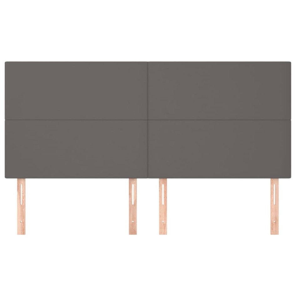 Cabeceros 4 unidades de cuero sintético gris 100x5x78/88