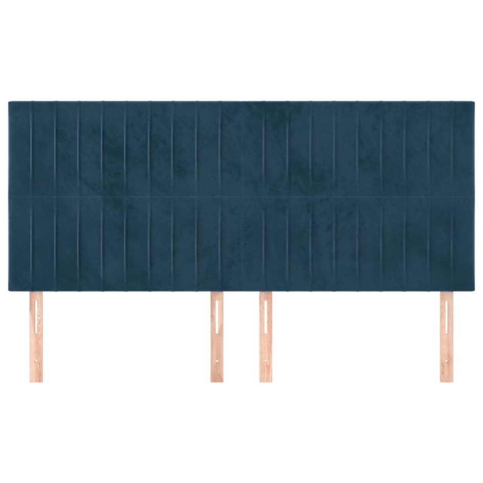 Cabeceros 4 unidades de terciopelo azul oscuro 90x5x78/88