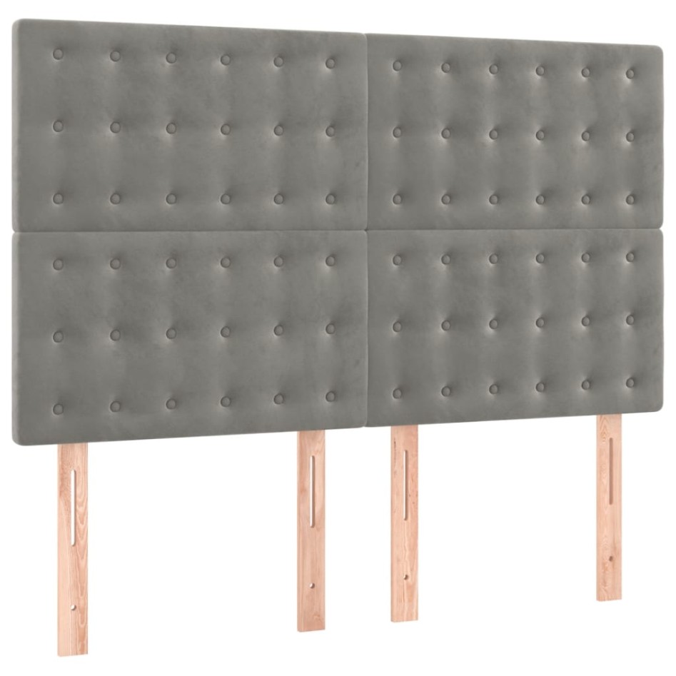 Cabeceros 4 unidades terciopelo gris claro 72x5x78/88