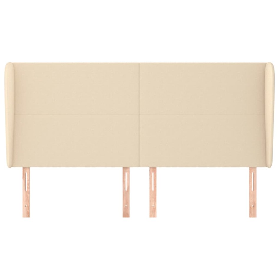 Cabecero con orejas de tela color crema 163x23x118/128