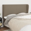 Cabecero con orejas de tela gris taupe 203x23x118/128 cm