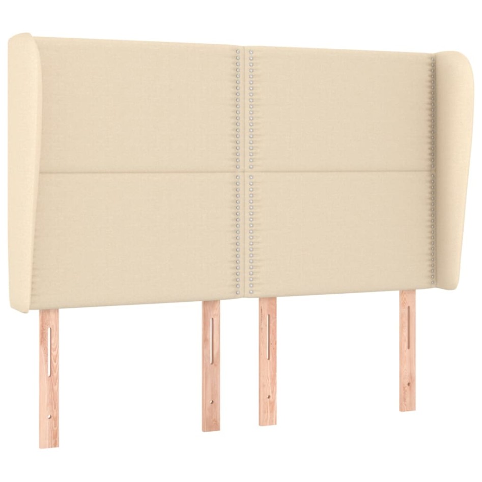 Cabecero con orejas de tela color crema 147x23x118/128