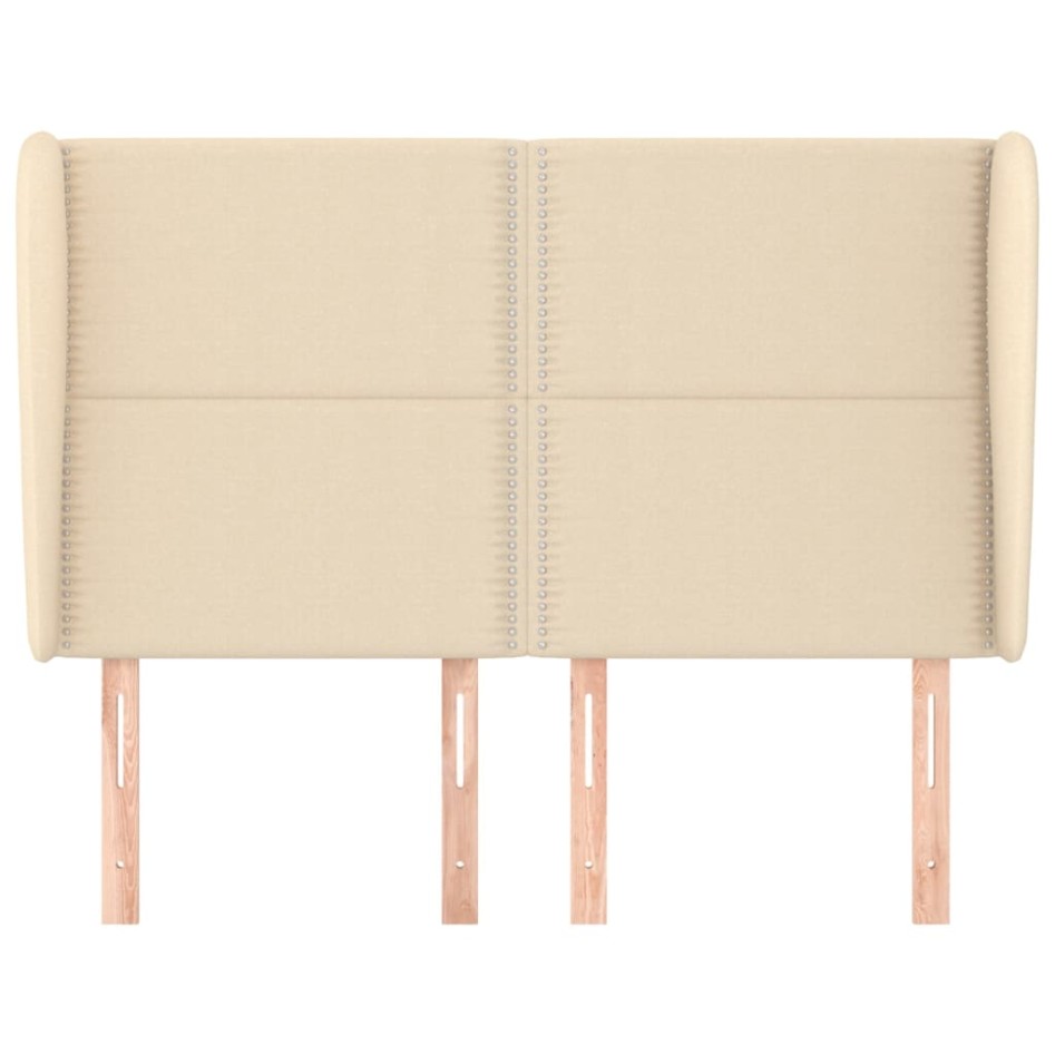 Cabecero con orejas de tela color crema 147x23x118/128